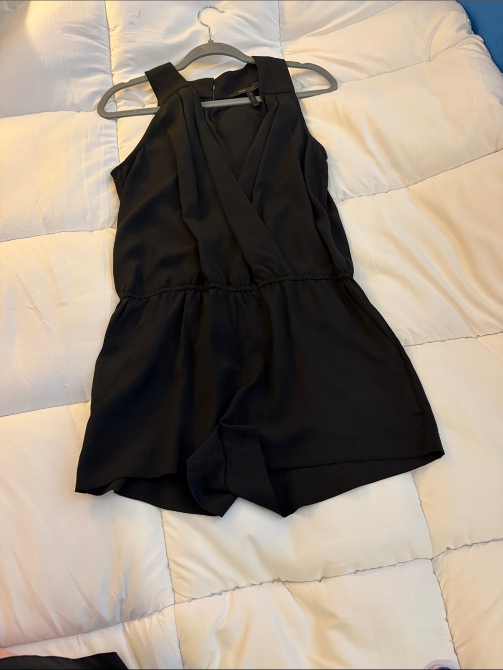 BCBGMaxAzria Black Sleeveless V-Neck Romper
